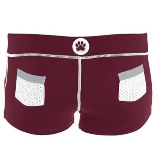 Mississippi State University Bull Dogs Mesh Burgundy Cheer Top and Shorts - Picture 2 of 4